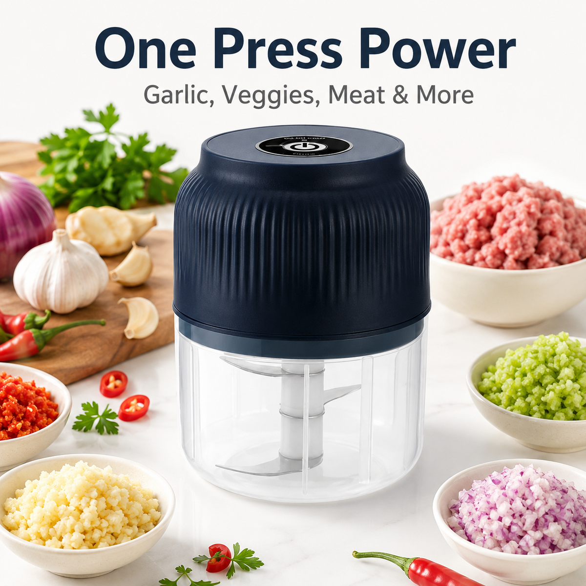 🔥 LAST DAY—BUY 2 GET 1 FREE 🔋 Mini Electric Food Chopper – USB RECHARGEABLE 🌶️🧄