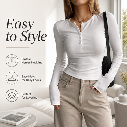 Ribbed Henley Top