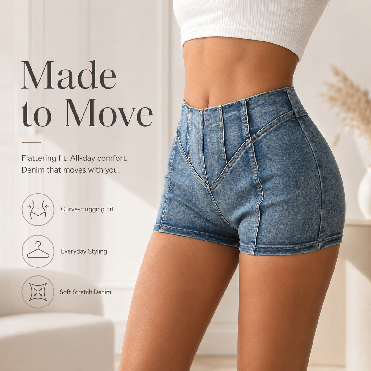 High-Waisted Denim Shorts