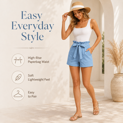 High-Waisted Linen Shorts